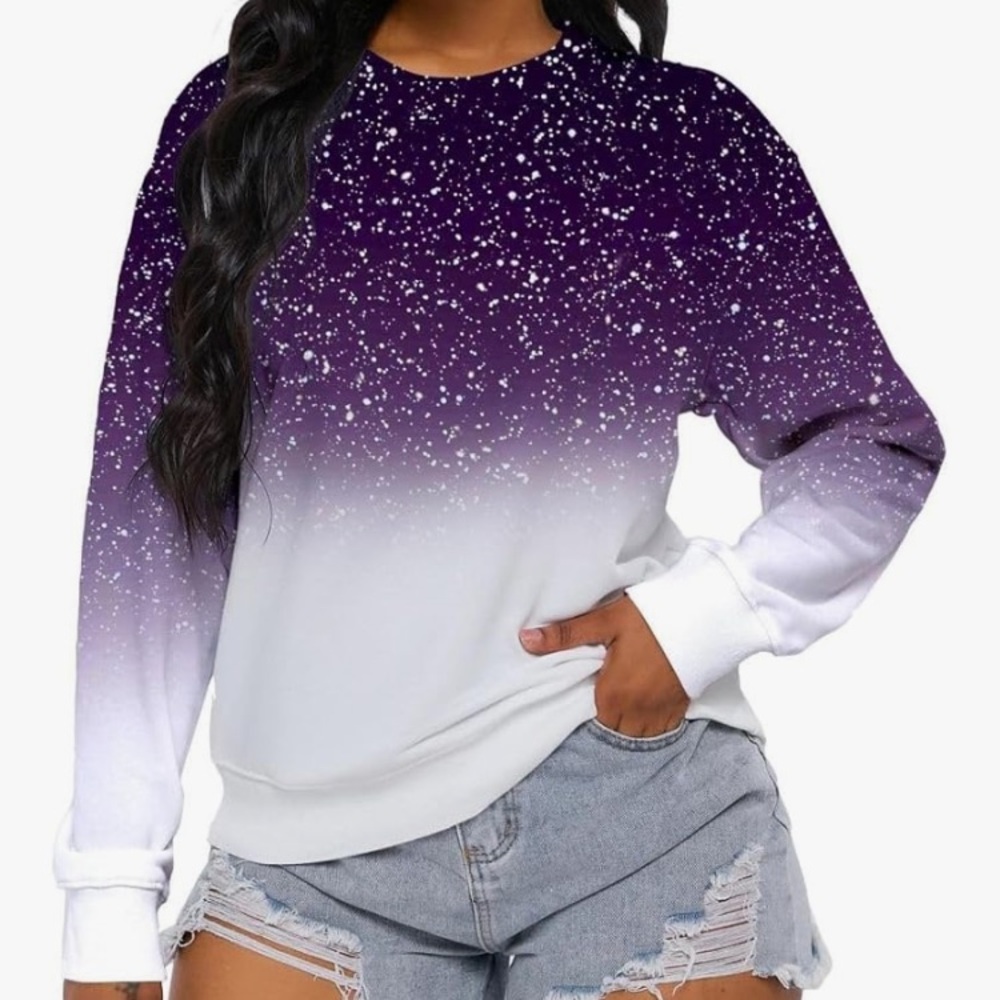 Women's Purple and White Gradient Sweatshirt